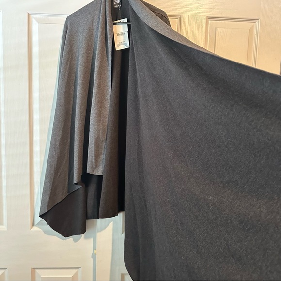New Zara $109 Wool Blend Gray Oversized Cape Shawl 0264/488 Medium - Picture 15 of 15